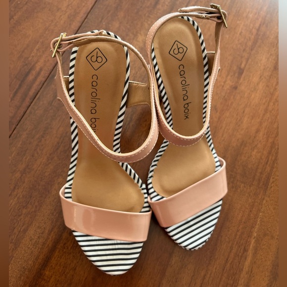 NWOT Vizzano Carolina Boix Women's Pink Striped Heels size 8 - Picture 3 of 7